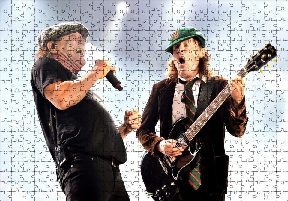 ACDC Angus ve Malcolm Puzzle Yapboz MDF Ahşap 500 Parça 49 cm X 68 cm