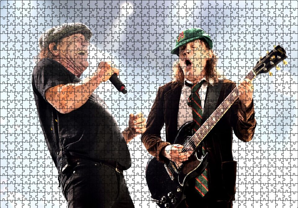 ACDC Angus ve Malcolm Puzzle Yapboz MDF Ahşap 1000 Parça 49 cm X 68 cm