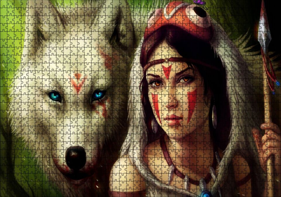 Savaşçı Kızılderili Kız Fantezi Puzzle Yapboz MDF Ahşap 1000 Parça 49 cm X 68 cm