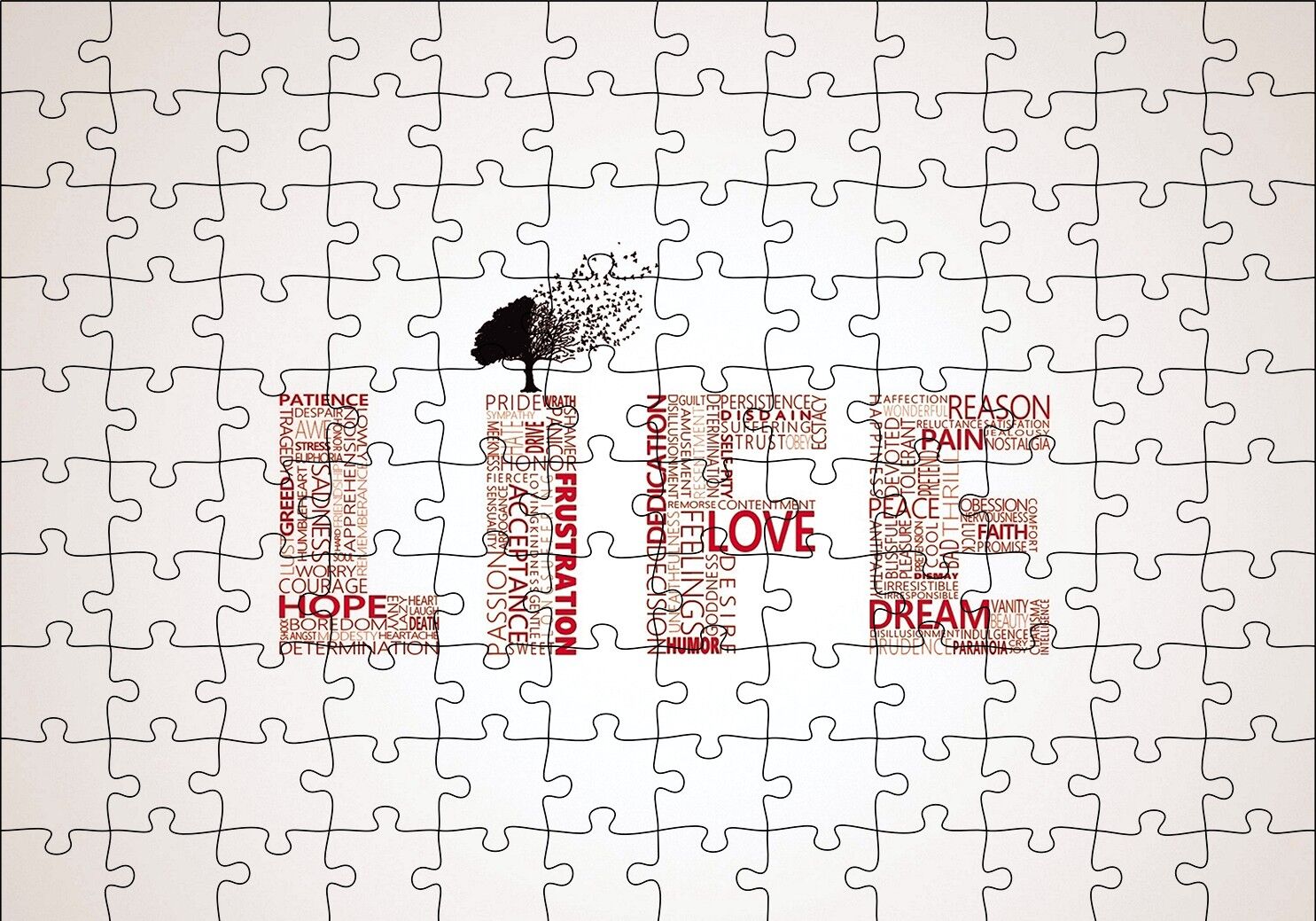 Life Words Minimalism Puzzle Yapboz MDF Ahşap 120 Parça 24 cm X 34 cm