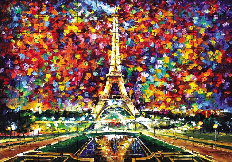 Eyfel Kulesi Yağlı Boya Puzzle Yapboz MDF Ahşap 120 Parça 24 cm X 34 cm
