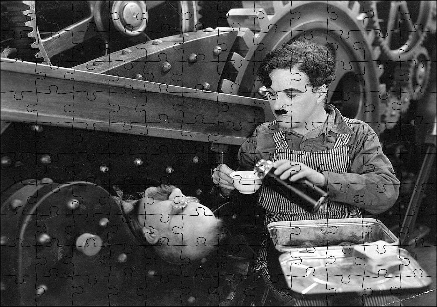 Çay zamanı Charlie Chaplin 1889 1977 Modern Times filminde Puzzle Yapboz MDF Ahşap