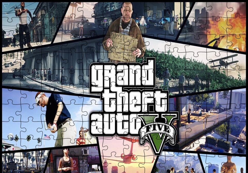 GTA 5 Aktiviteler Kompozisyon Puzzle Yapboz MDF Ahşap