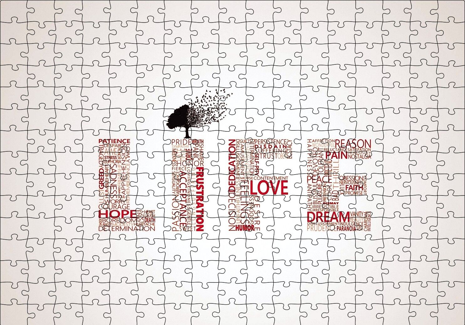Life Words Minimalism Puzzle Yapboz MDF Ahşap 255 Parça 34 cm X 49 cm