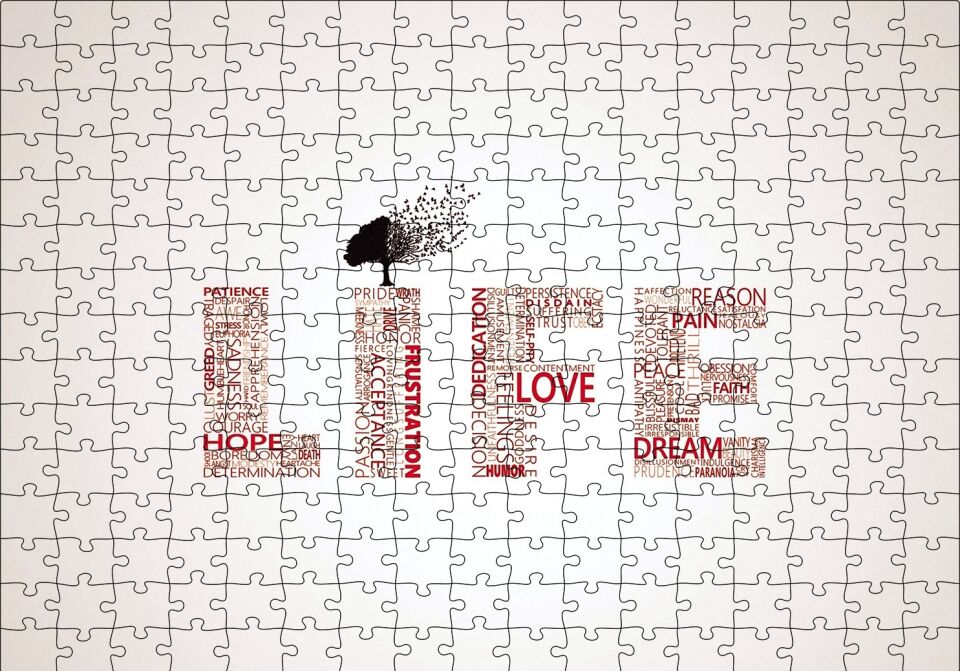 Life Words Minimalism Puzzle Yapboz MDF Ahşap 255 Parça 34 cm X 49 cm