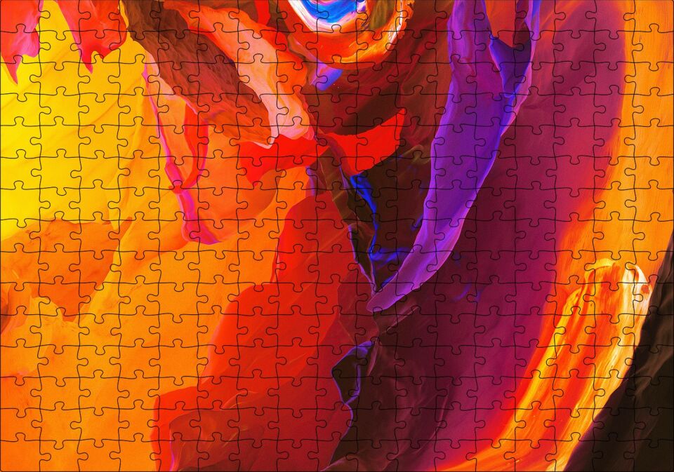 Renkli Fırça Darbeleri Puzzle Yapboz MDF Ahşap 255 Parça 34 cm X 49 cm