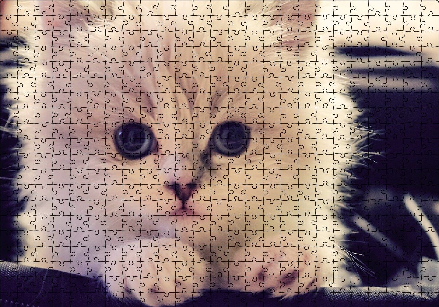 Beyaz Kedi Puzzle Yapboz MDF Ahşap 500 Parça 49 cm X 68 cm