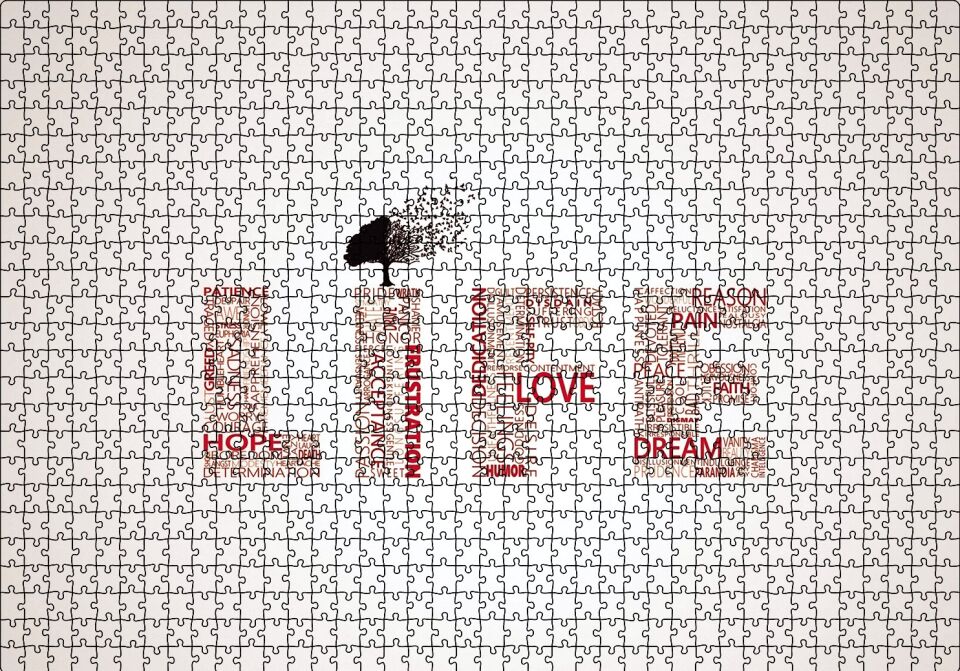 Life Words Minimalism Puzzle Yapboz MDF Ahşap 1000 Parça 49 cm X 68 cm