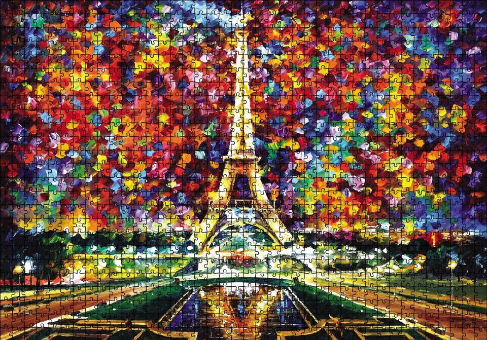 Eyfel Kulesi Yağlı Boya Puzzle Yapboz MDF Ahşap 1000 Parça 49 cm X 68 cm