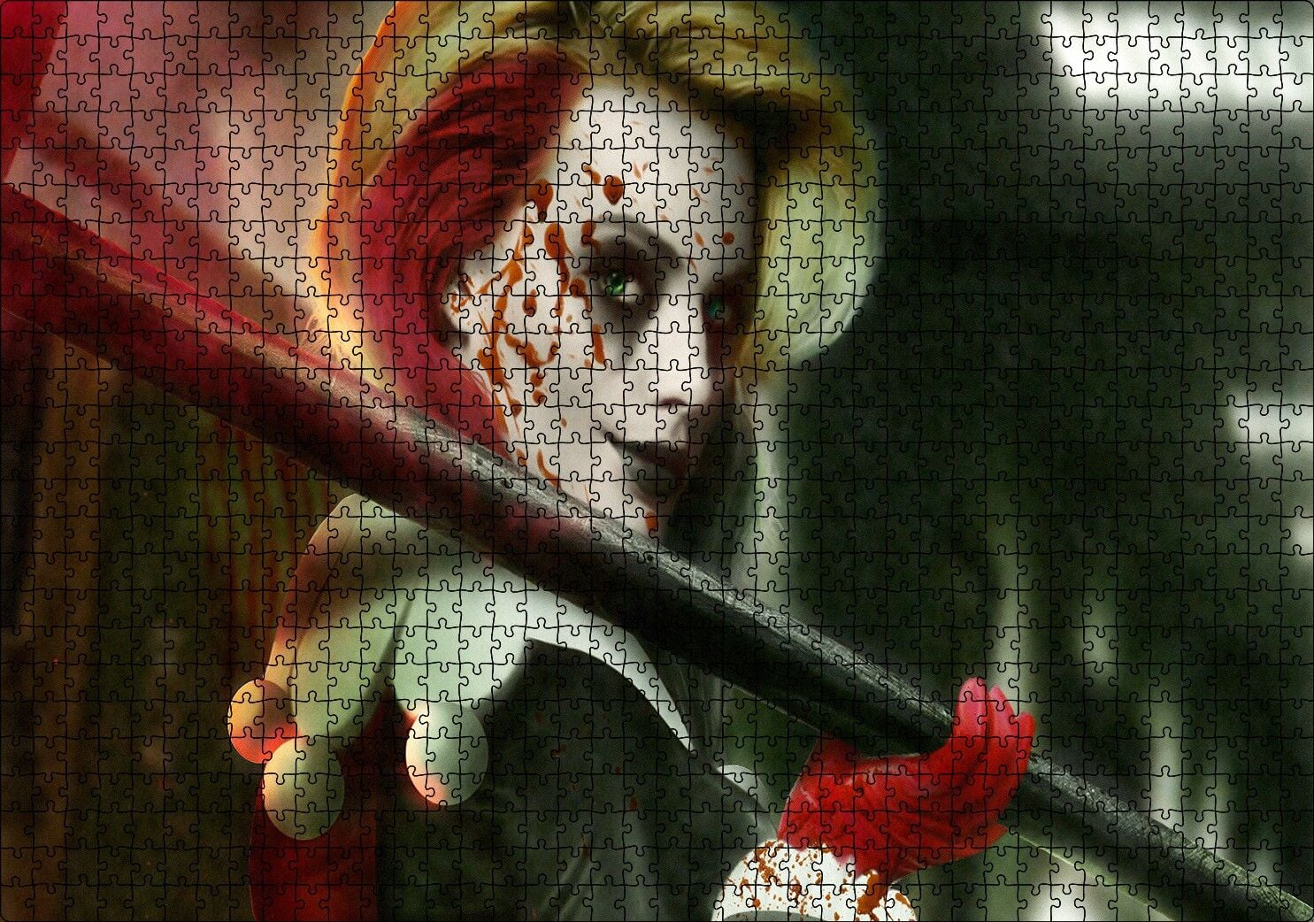 Harley Quinn Kan Kraliçesi Görseli Puzzle Yapboz MDF Ahşap 1000 Parça 49 cm X 68 cm
