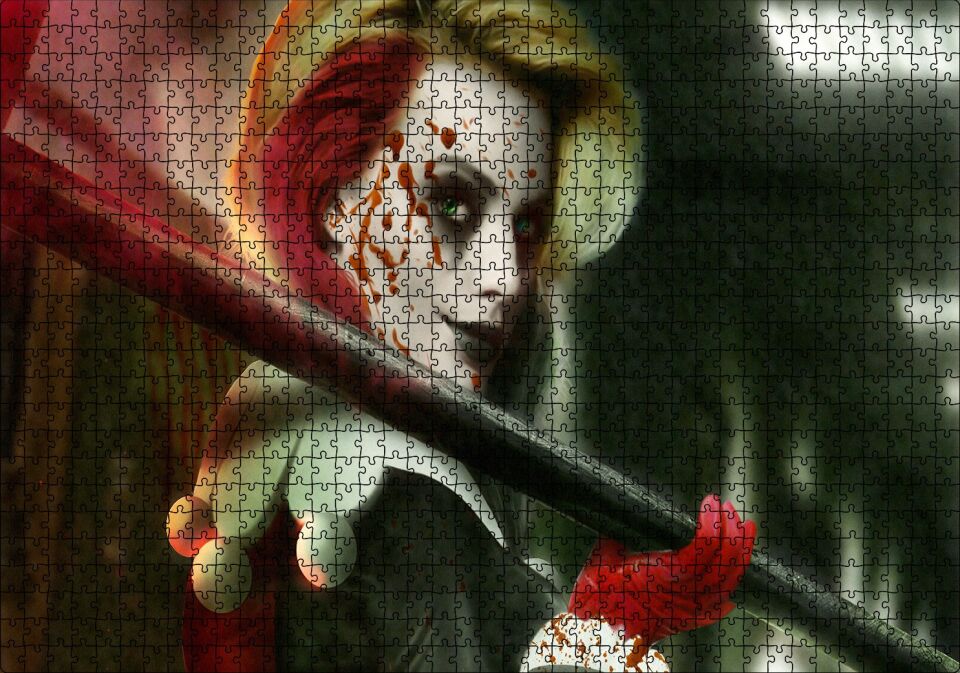 Harley Quinn Kan Kraliçesi Görseli Puzzle Yapboz MDF Ahşap 1000 Parça 49 cm X 68 cm