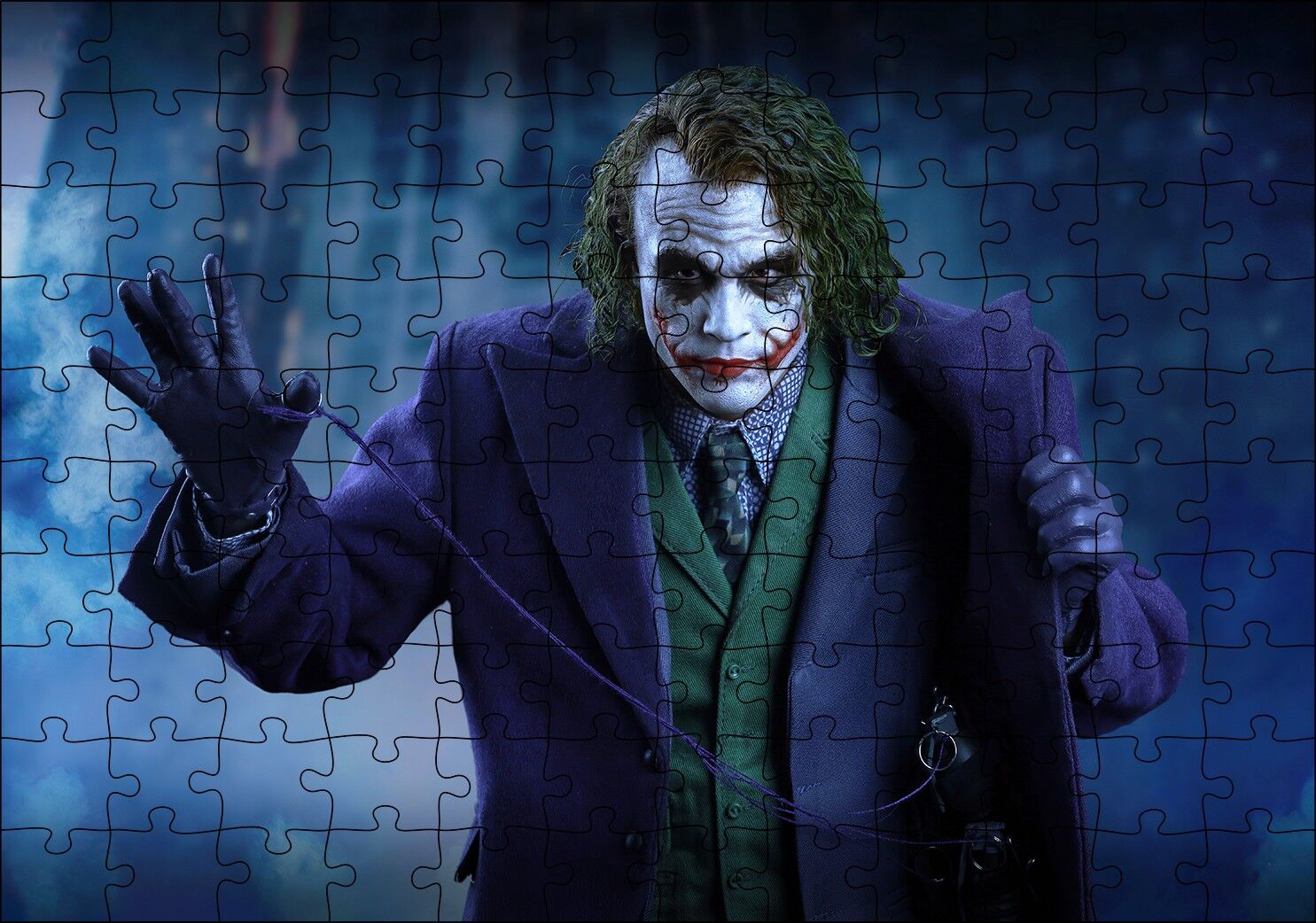 Heath Ledger Joker Ceket Aksesuarı Pimi Görseli Puzzle Yapboz MDF Ahşap 120 Parça 24 cm X 34 cm