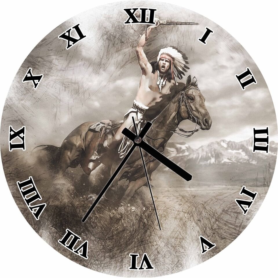 Savaşçı Kızılderili  Mdf Ahşap Duvar Saati