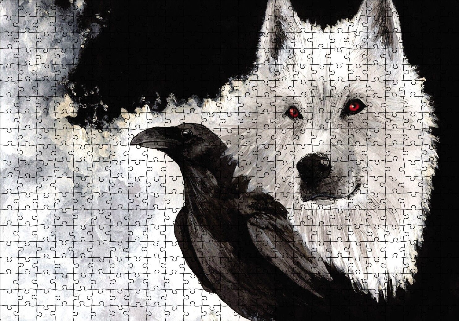Beyaz Kurt Karga Puzzle Yapboz MDF Ahşap 500 Parça 49 cm X 68 cm