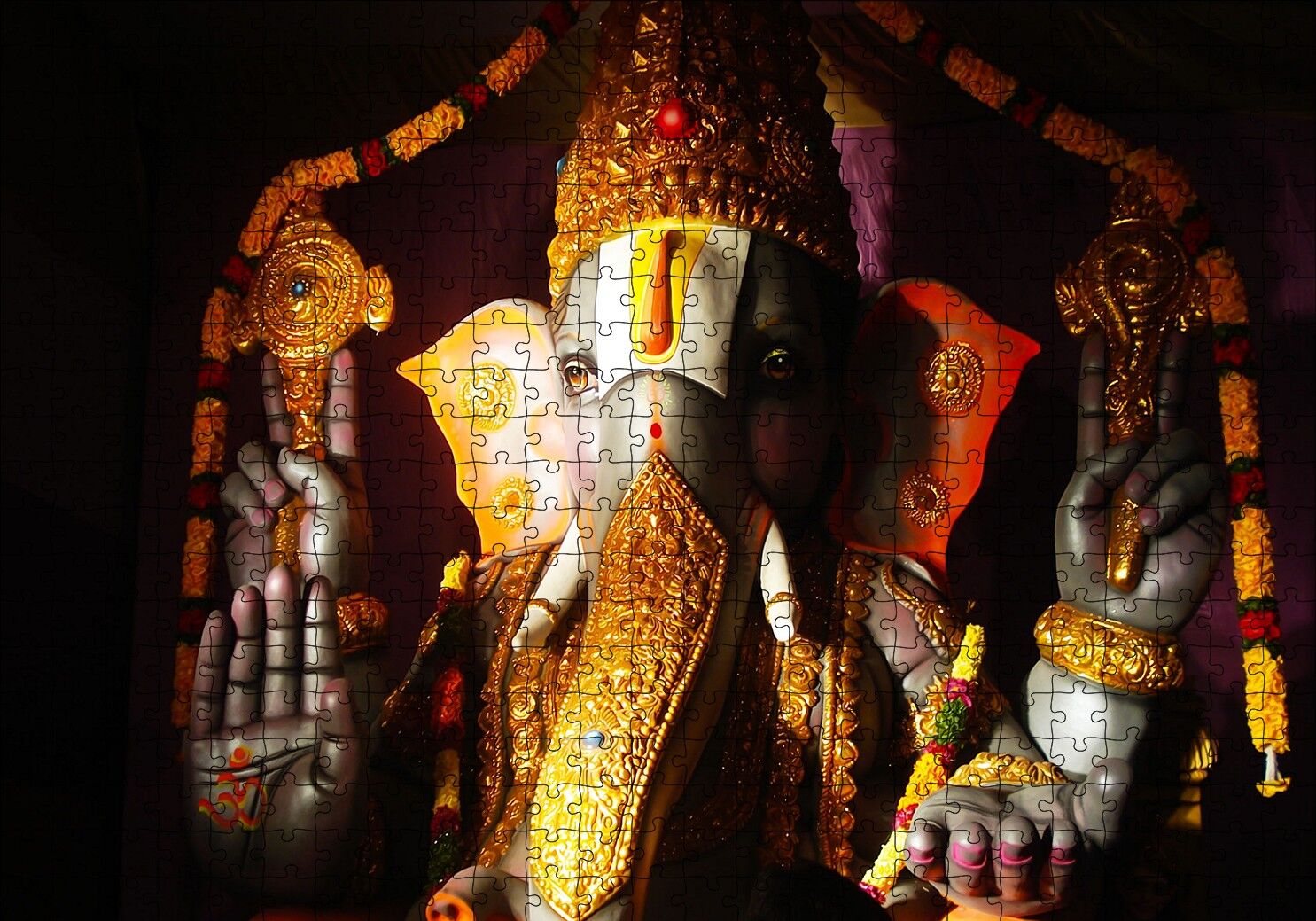Lord Ganesha Hindu Tanrısı Puzzle Yapboz MDF Ahşap 500 Parça 49 cm X 68 cm