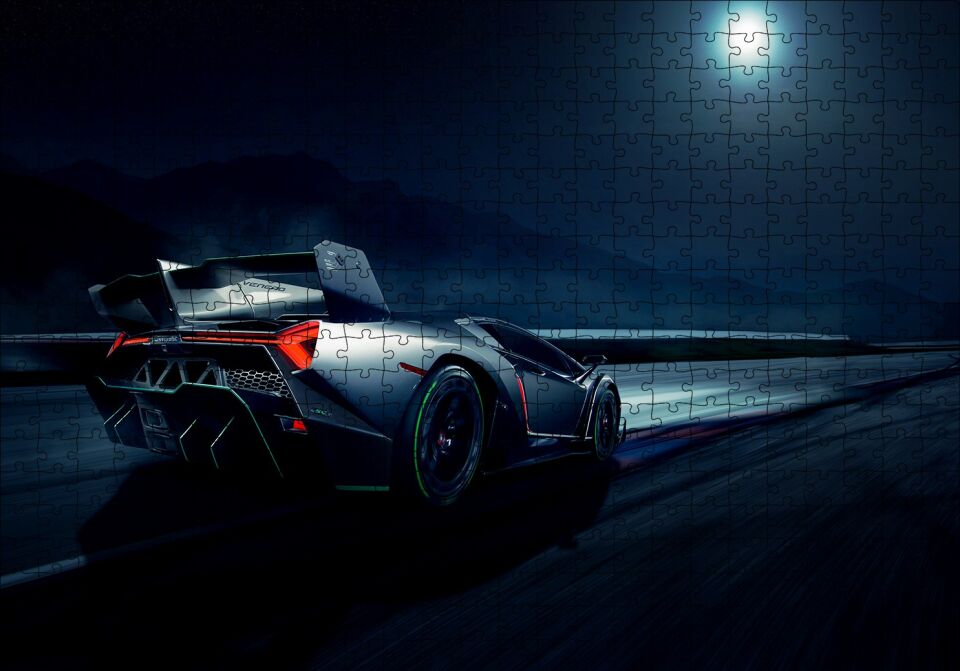 Lamborghini Veneno Arkadan Görünüş Puzzle Yapboz MDF Ahşap 500 Parça 49 cm X 68 cm