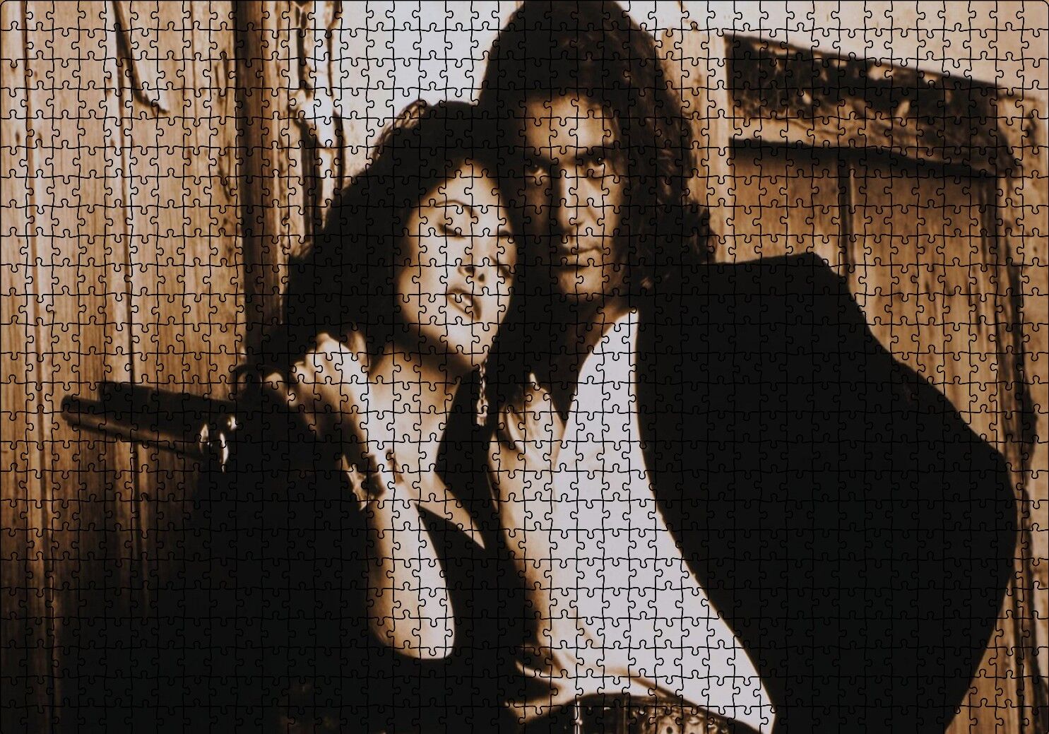Desperado Antonio Banderas ve Salma Hayek Puzzle Yapboz MDF Ahşap 1000 Parça 49 cm X 68 cm