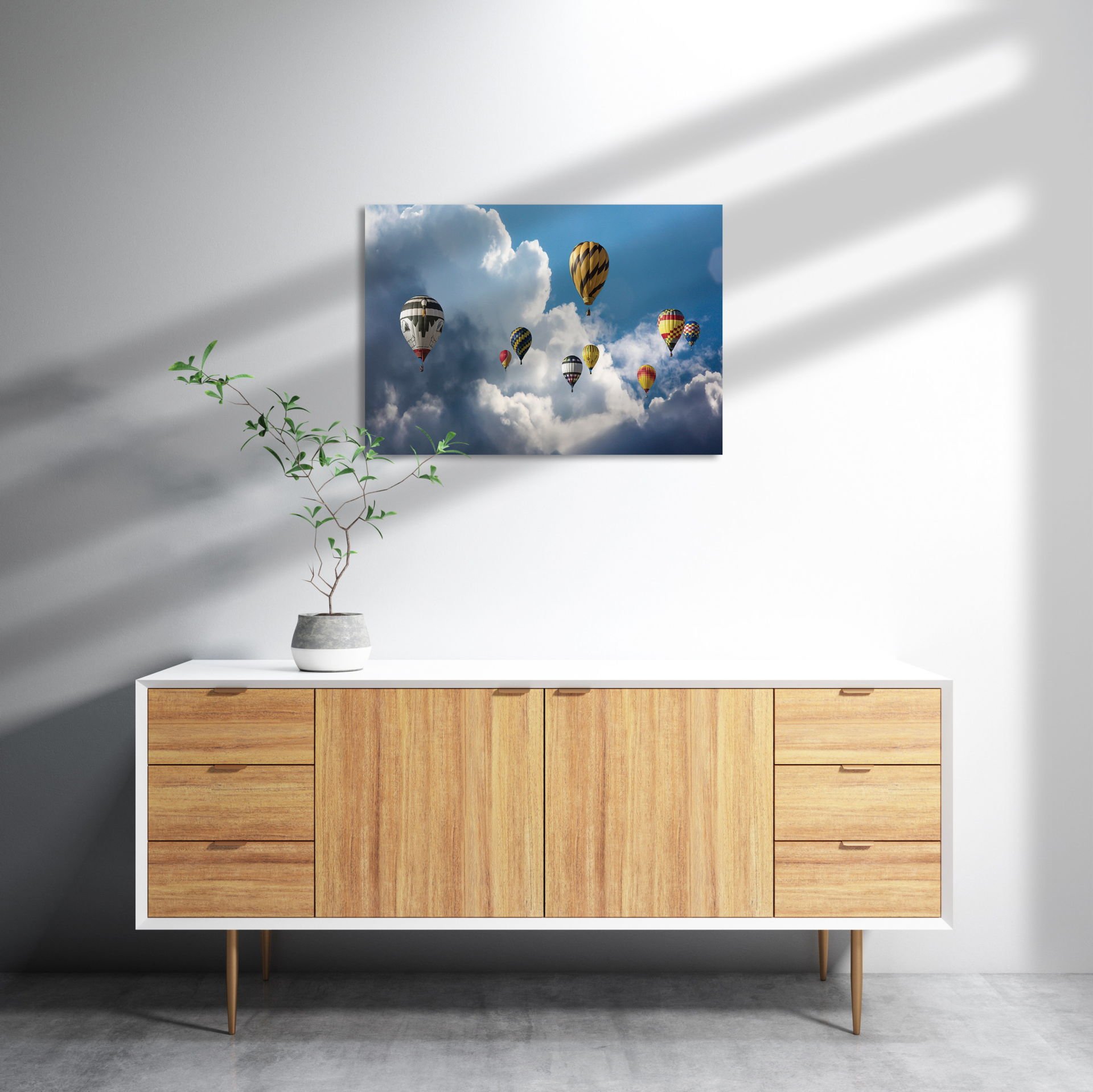 Balonlar Firarda MDF Akşap Duvar Tablo 50x70 cm