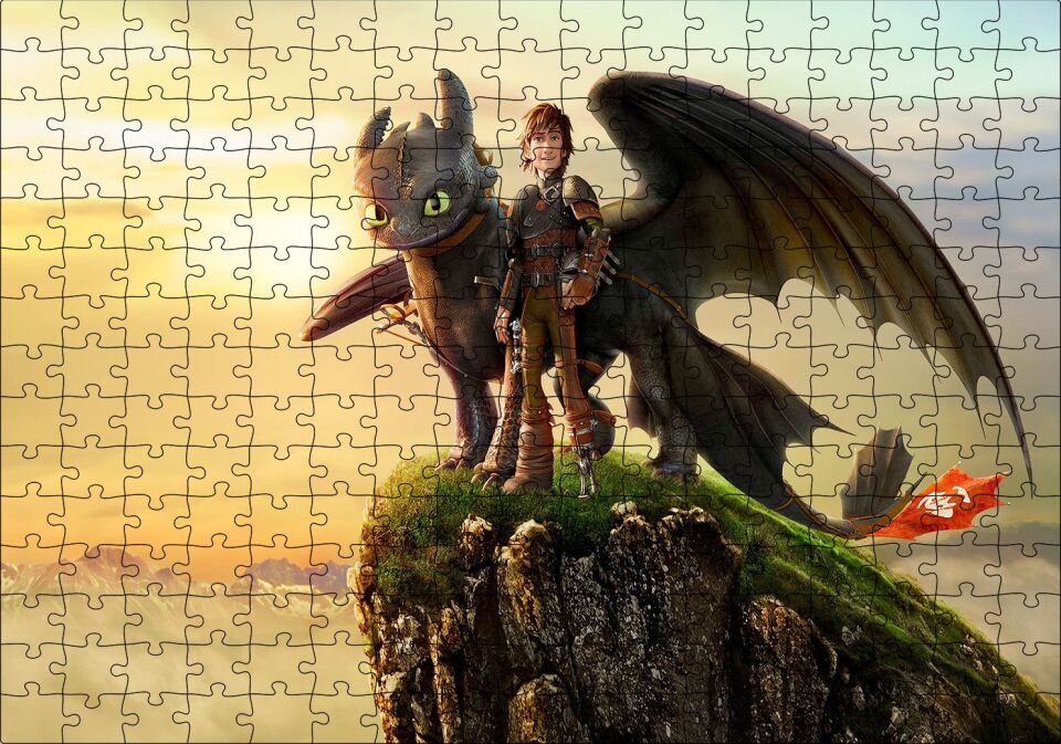 How to Train Your Dragon Film Görseli Puzzle Yapboz MDF Ahşap 255 Parça 34 cm X 49 cm