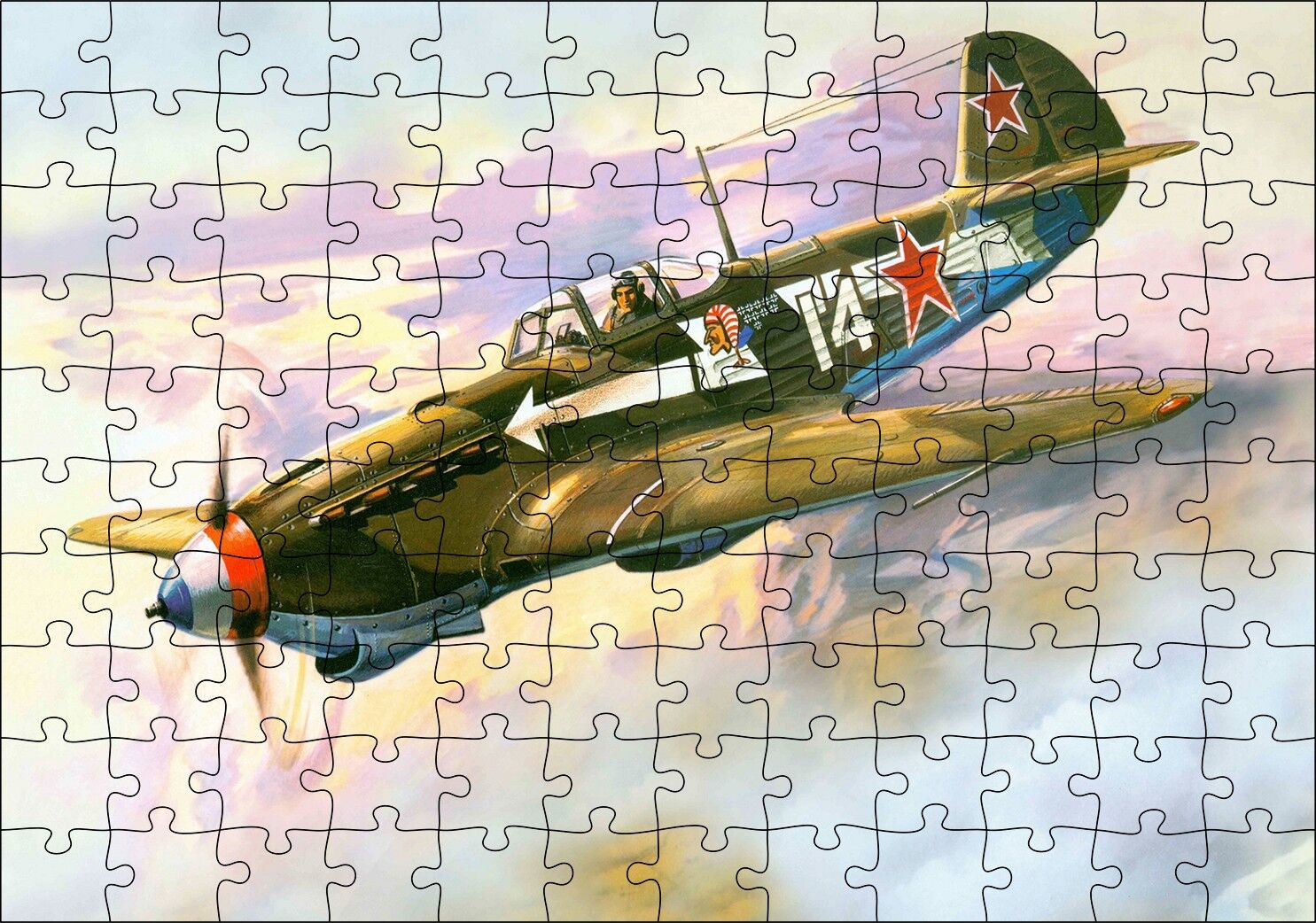 El Boyama Sanat Savaş Üçağı Puzzle Yapboz MDF Ahşap