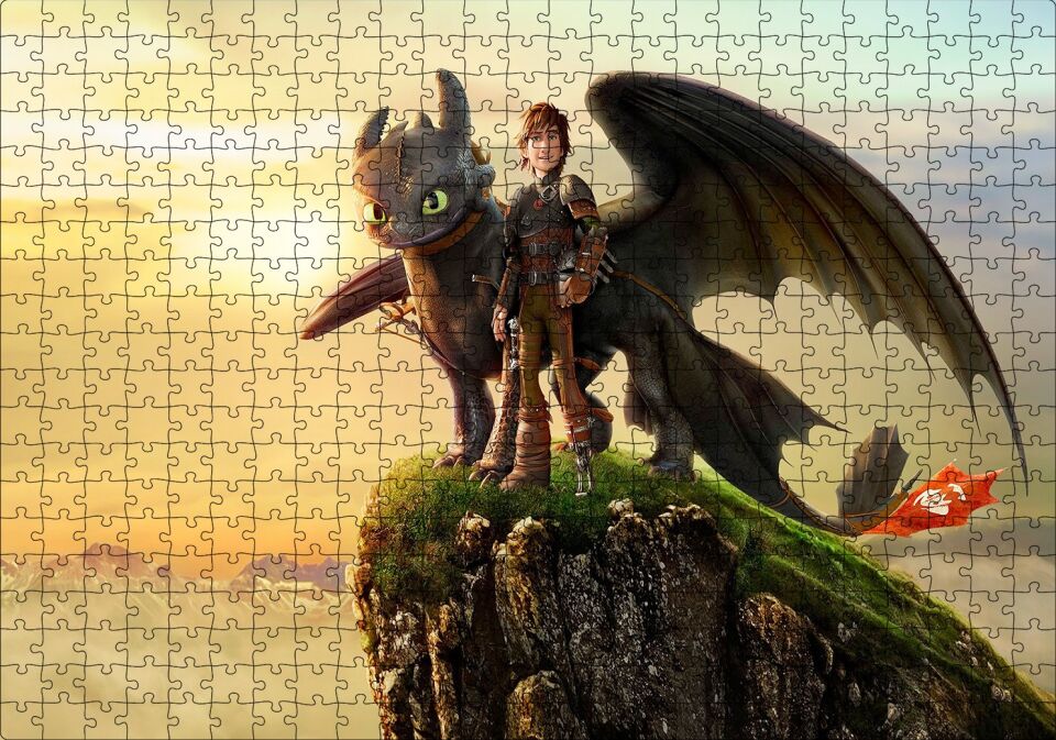 How to Train Your Dragon Film Görseli Puzzle Yapboz MDF Ahşap 500 Parça 49 cm X 68 cm