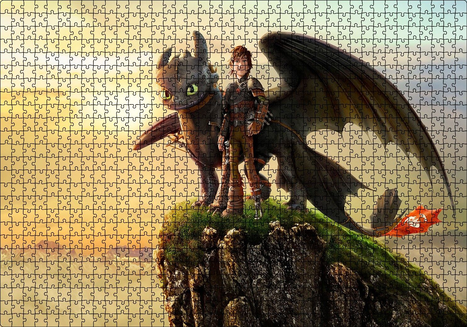 How to Train Your Dragon Film Görseli Puzzle Yapboz MDF Ahşap 1000 Parça 49 cm X 68 cm