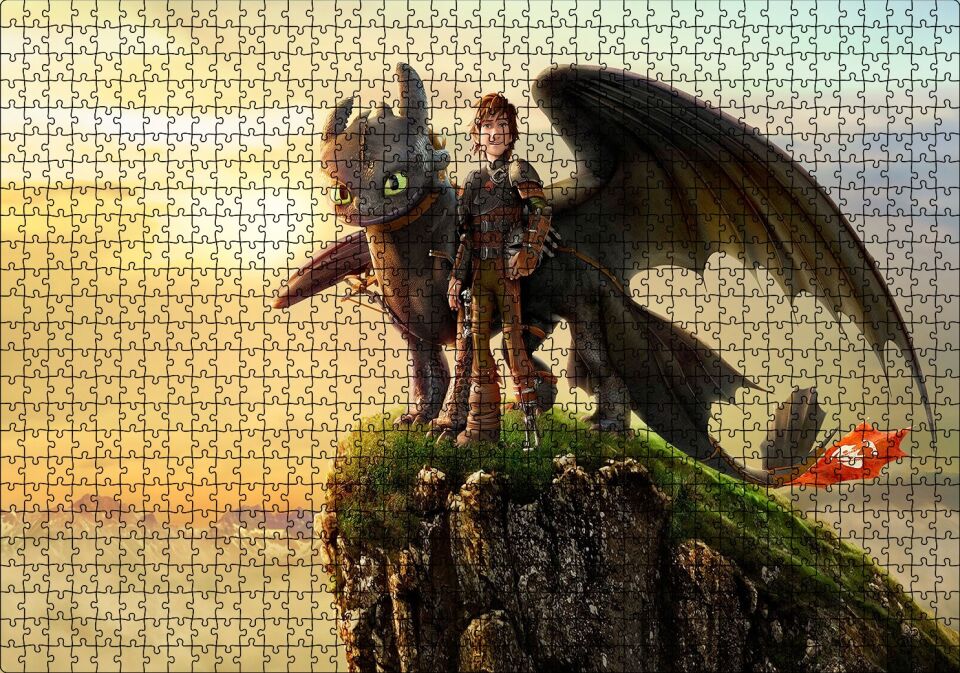 How to Train Your Dragon Film Görseli Puzzle Yapboz MDF Ahşap 1000 Parça 49 cm X 68 cm