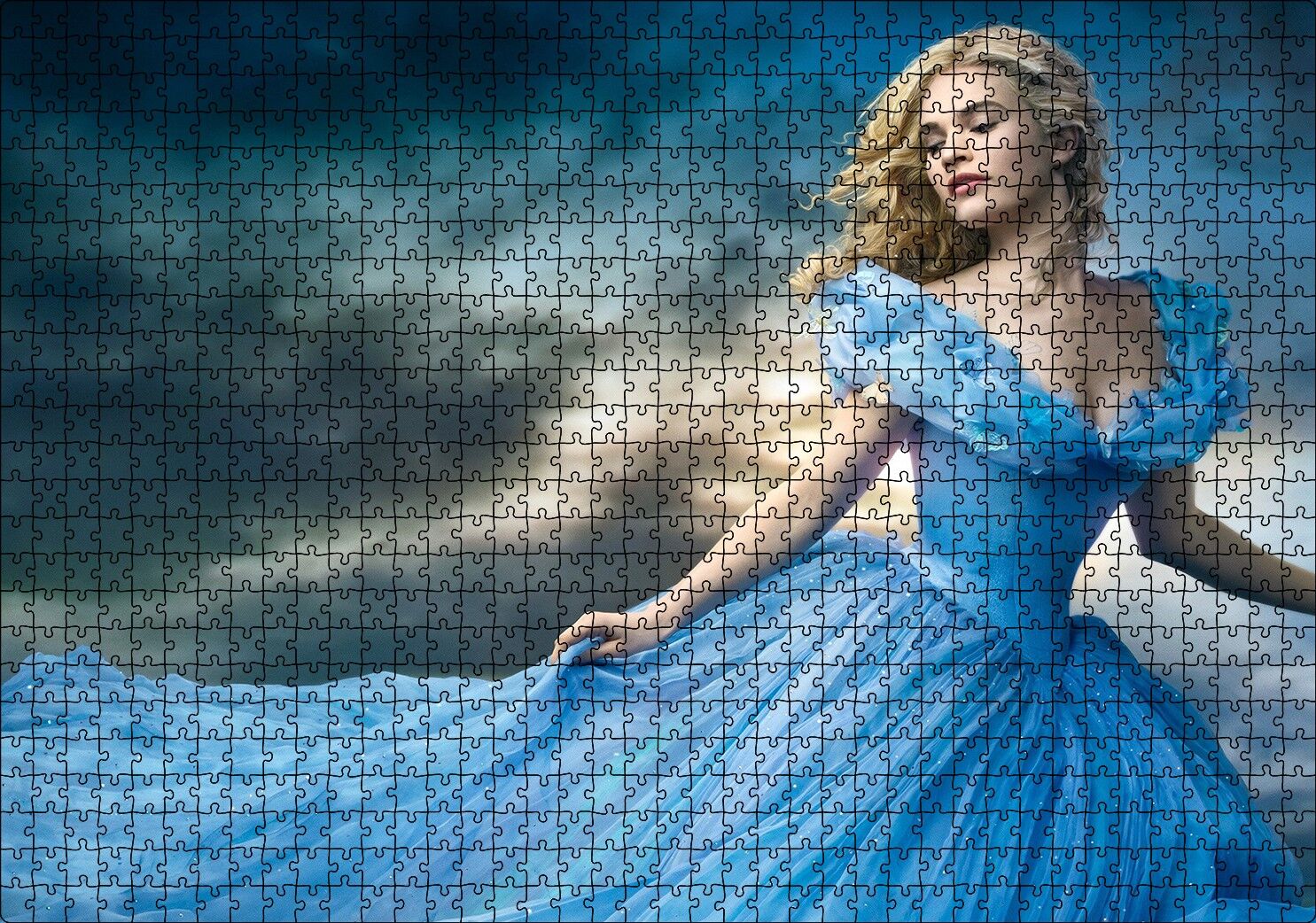 Külkedisi Elbiseli Kadın Ve Bulutlar Görseli Puzzle Yapboz MDF Ahşap 1000 Parça 49 cm X 68 cm