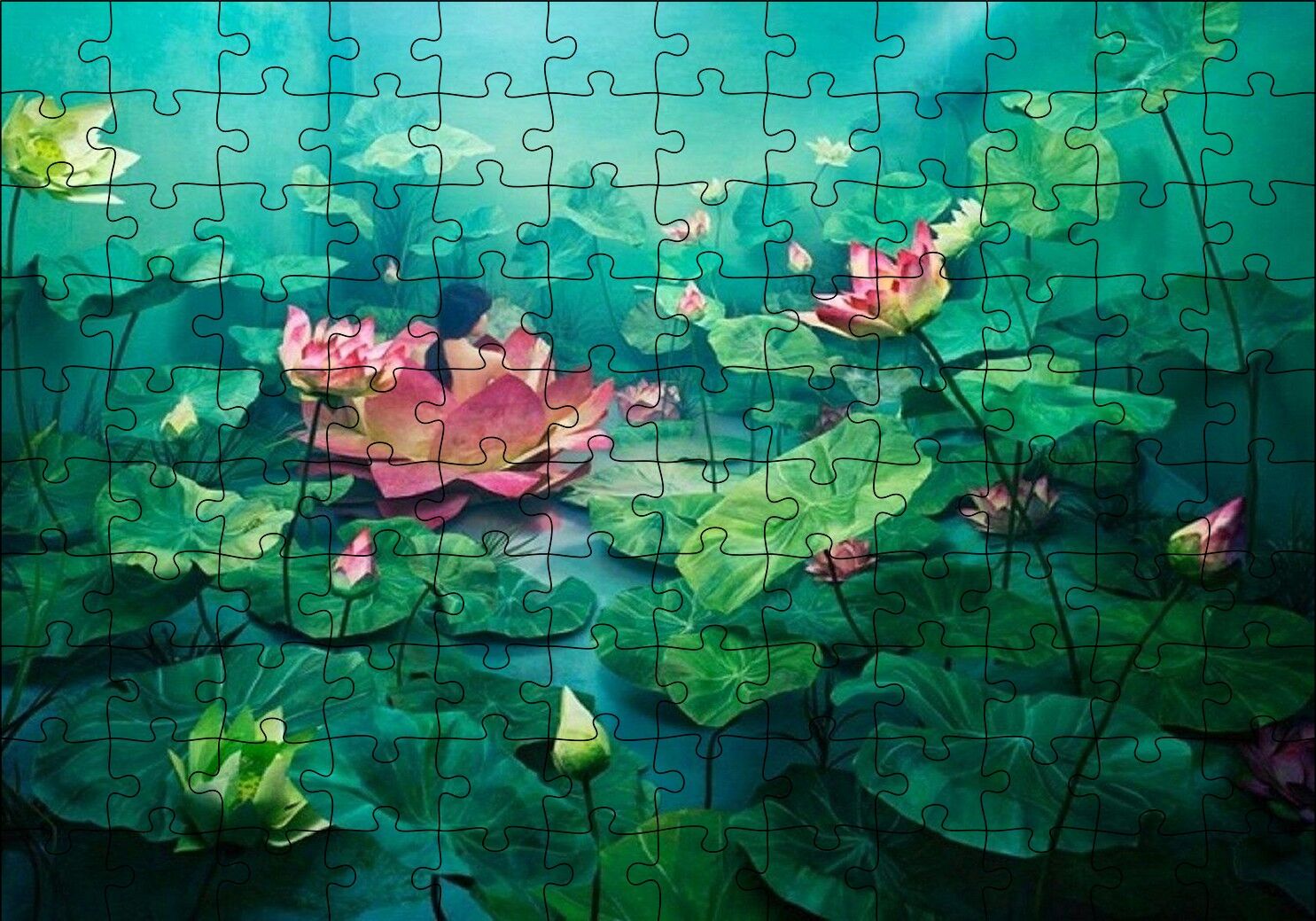 Dev Lotus Yaprakları Puzzle Yapboz MDF Ahşap 120 Parça 24 cm X 34 cm