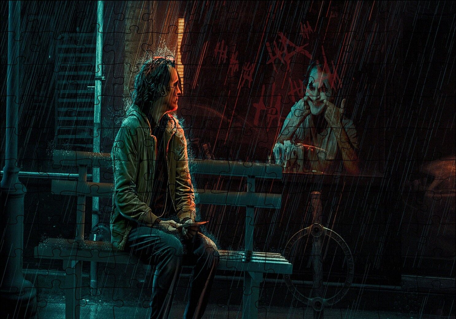 Joker ve Aynadaki Yansıması Puzzle Yapboz MDF Ahşap