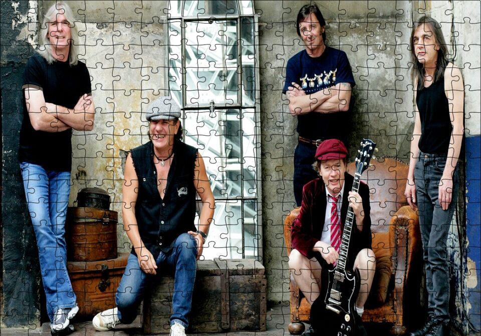 ACDC Grubun Tüm Üyeleri Puzzle Yapboz MDF Ahşap 255 Parça 34 cm X 49 cm