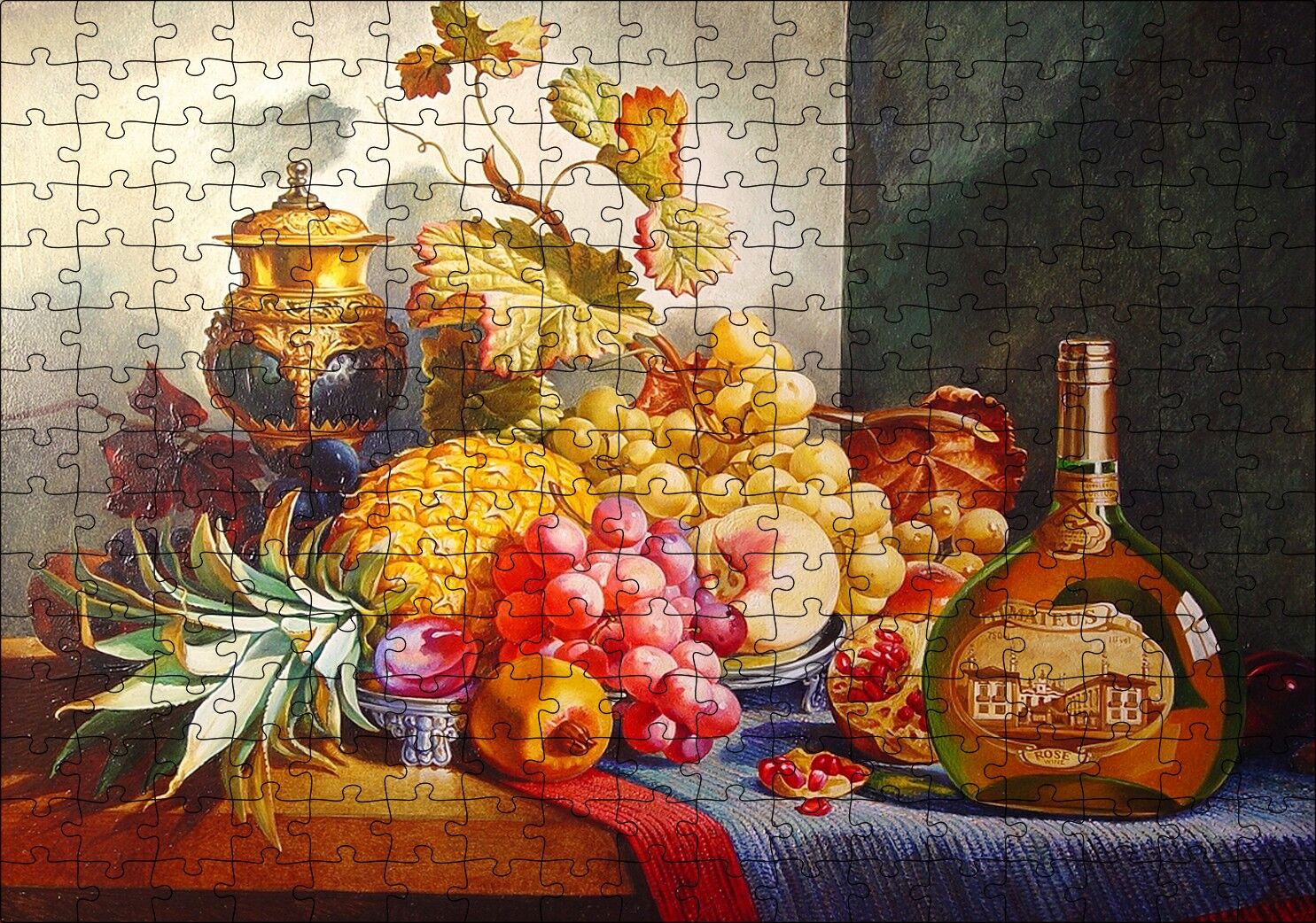 Viski ve Taze Meyveler Puzzle Yapboz MDF Ahşap 255 Parça 34 cm X 49 cm