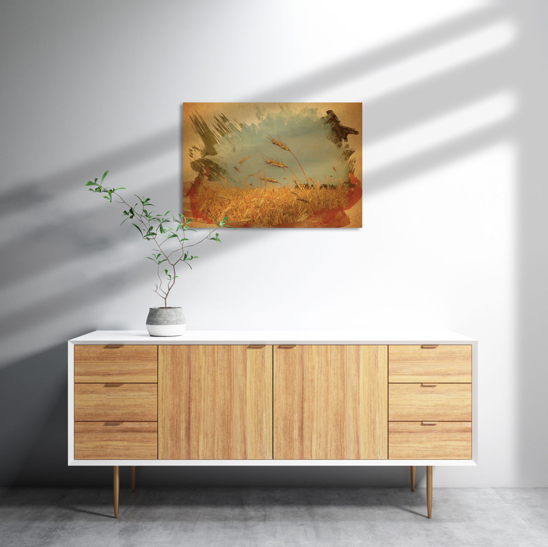 Buğday Başaklar MDF Akşap Duvar Tablo 35x50 cm