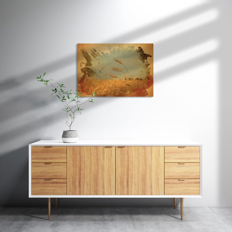 Buğday Başaklar MDF Akşap Duvar Tablo 35x50 cm