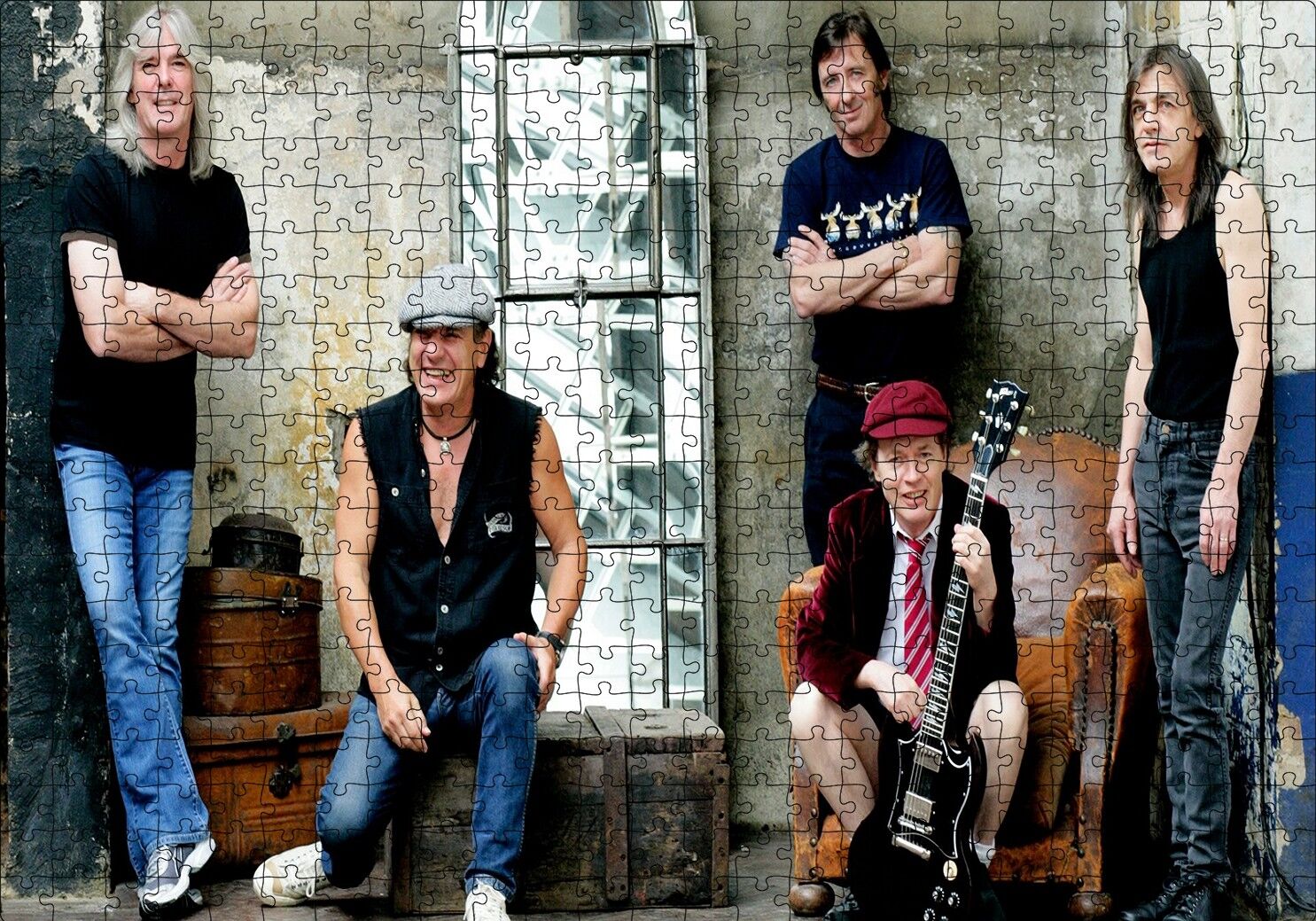 ACDC Grubun Tüm Üyeleri Puzzle Yapboz MDF Ahşap 500 Parça 49 cm X 68 cm