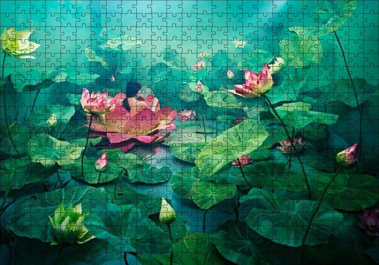 Dev Lotus Yaprakları Puzzle Yapboz MDF Ahşap 500 Parça 49 cm X 68 cm