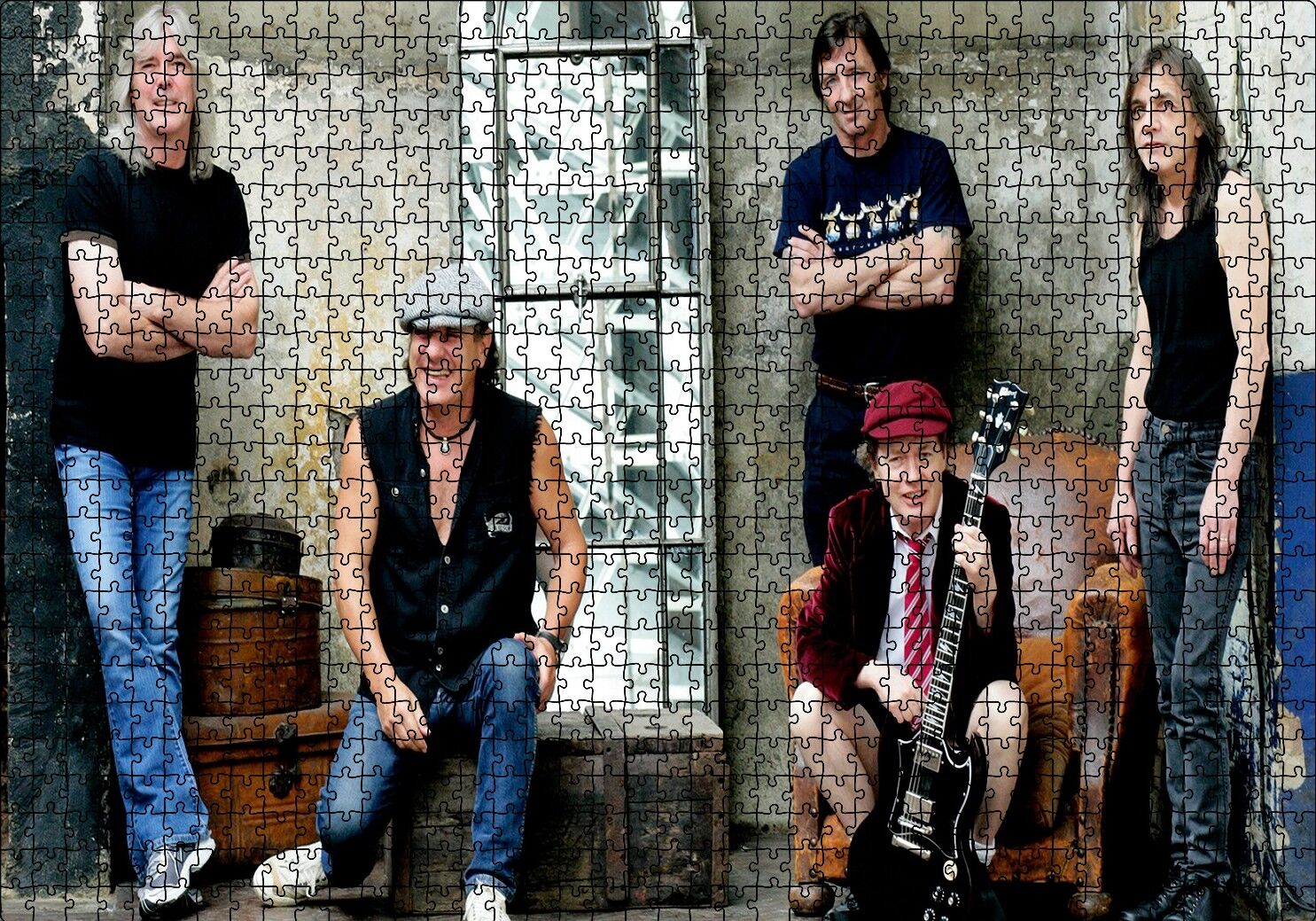 ACDC Grubun Tüm Üyeleri Puzzle Yapboz MDF Ahşap 1000 Parça 49 cm X 68 cm