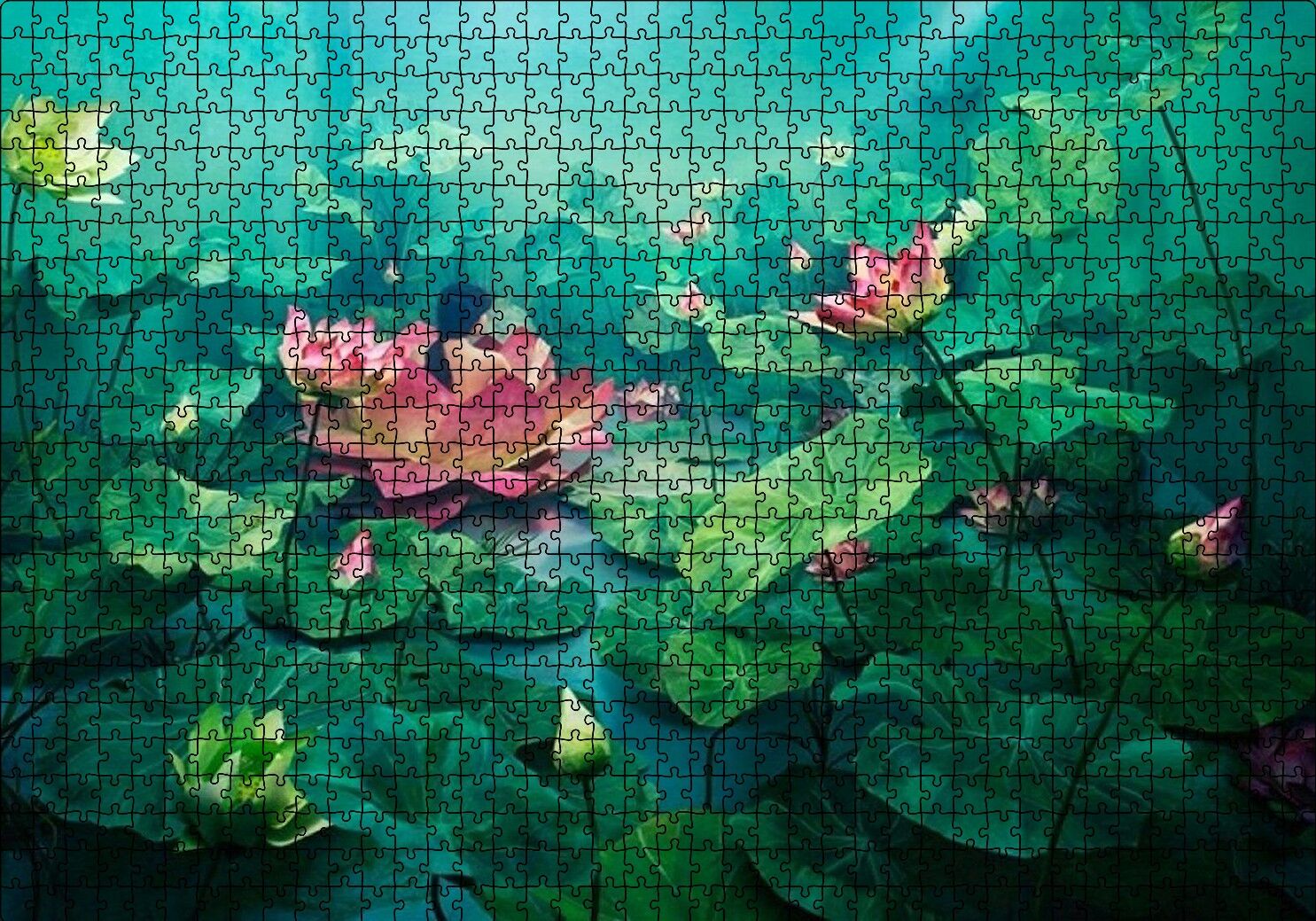 Dev Lotus Yaprakları Puzzle Yapboz MDF Ahşap 1000 Parça 49 cm X 68 cm