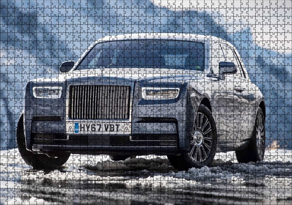 Rolls Royce Hayalet Araba Görseli Puzzle Yapboz MDF Ahşap 1000 Parça 49 cm X 68 cm