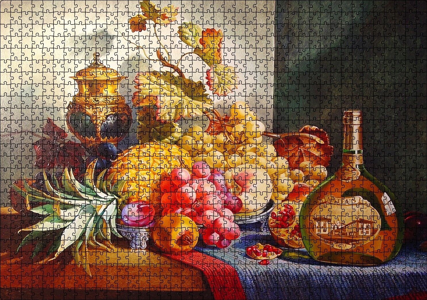 Viski ve Taze Meyveler Puzzle Yapboz MDF Ahşap 1000 Parça 49 cm X 68 cm