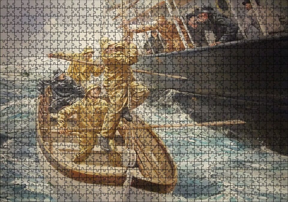 Batan Gemi ve Filikada Görevliler Puzzle Yapboz MDF Ahşap 1000 Parça 49 cm X 68 cm