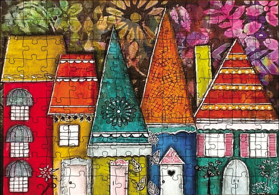 Kaprisli Ev Boyama Puzzle Yapboz MDF Ahşap 120 Parça 24 cm X 34 cm