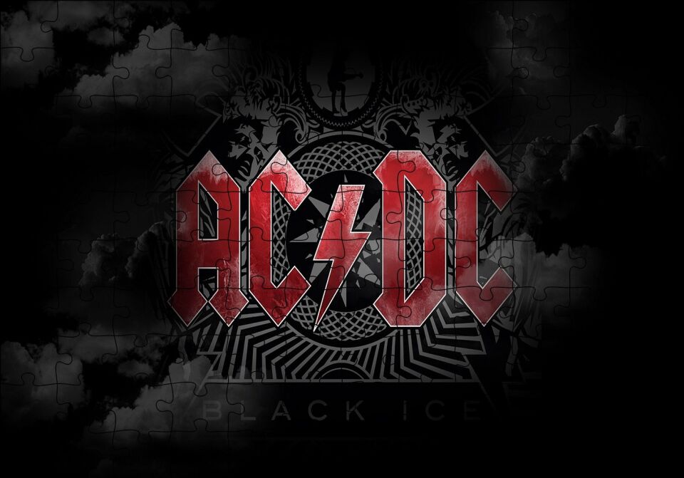 ACDC Logo Karanlık Mod Puzzle Yapboz MDF Ahşap 120 Parça 24 cm X 34 cm