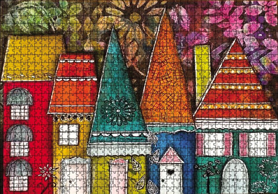 Kaprisli Ev Boyama Puzzle Yapboz MDF Ahşap 1000 Parça 49 cm X 68 cm