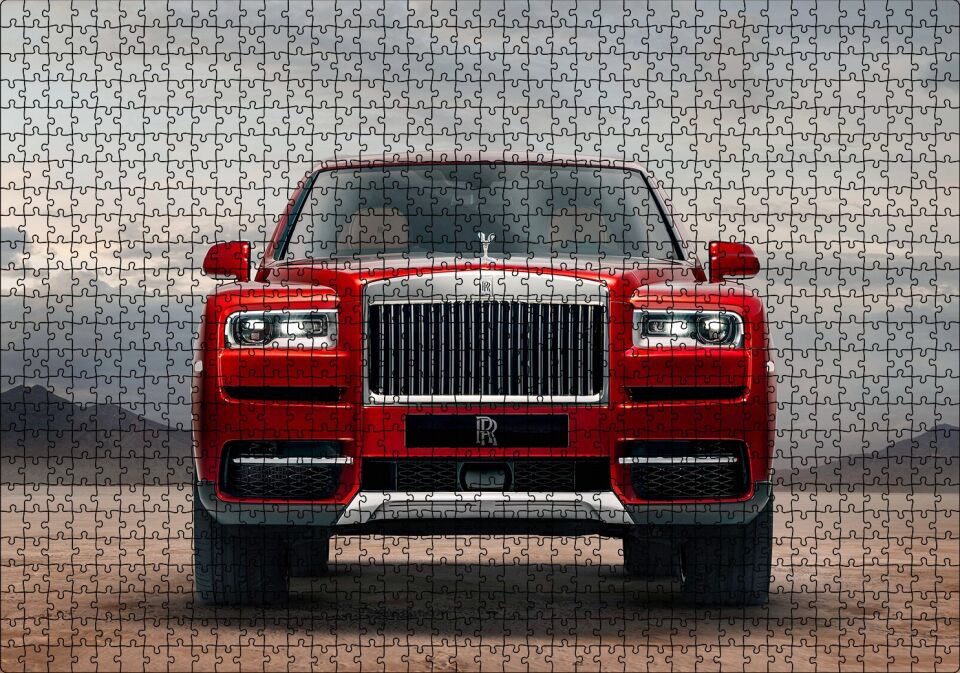 Rollsroyce Cullinan Kırmızı Cephe Görseli Puzzle Yapboz MDF Ahşap 1000 Parça 49 cm X 68 cm