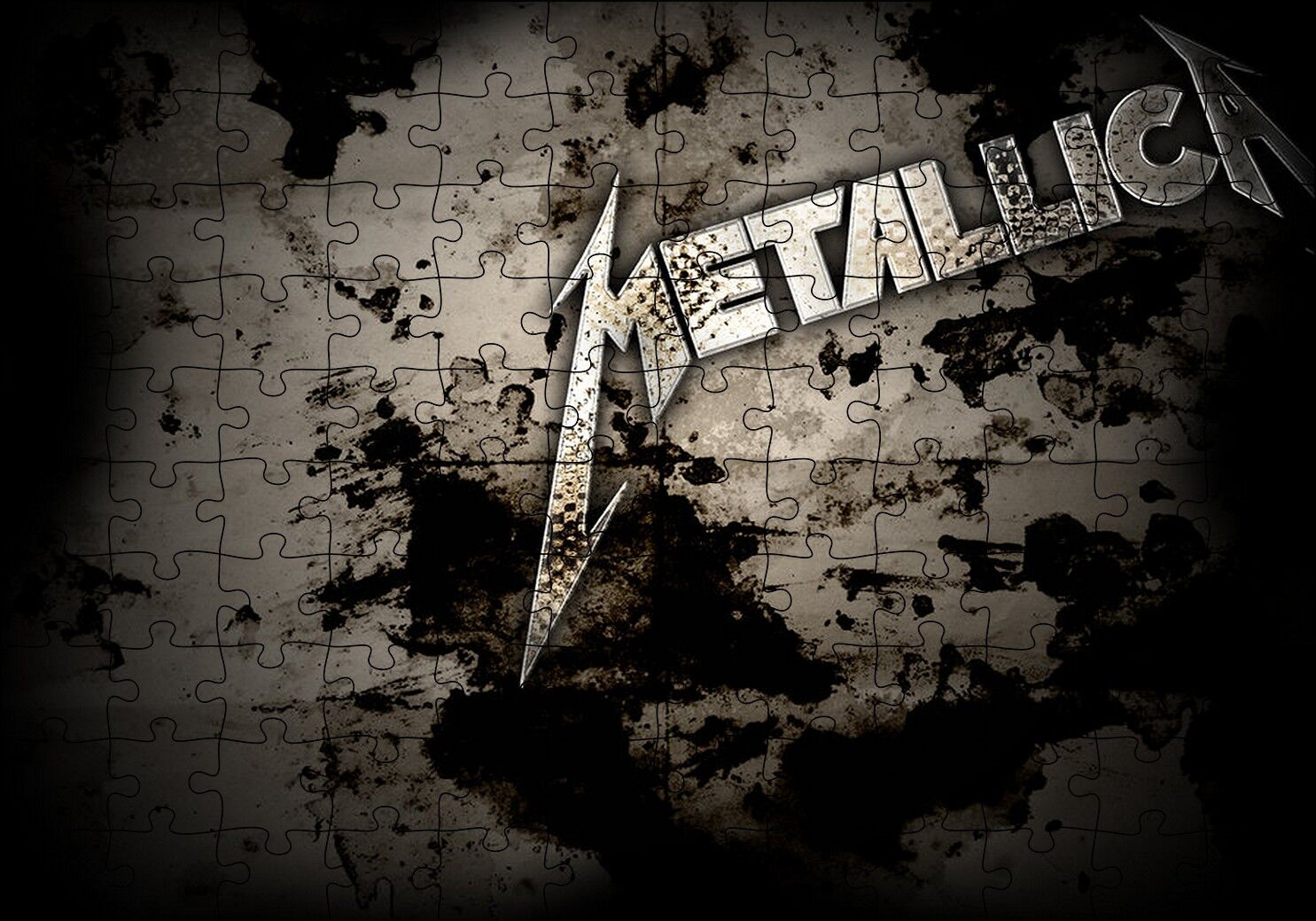 Metallica Efsanevi Yazı Kirli Arka Plan Puzzle Yapboz MDF Ahşap