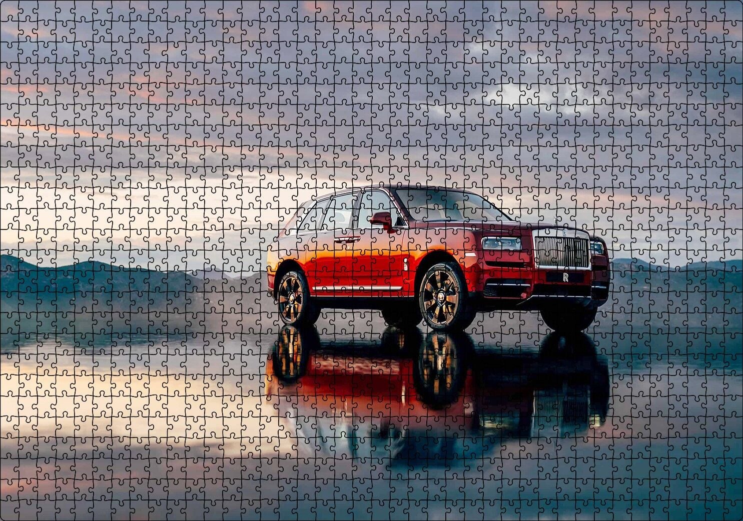 Rollsroyce Cullinan Kırmızı Işıltılı Görseli Puzzle Yapboz MDF Ahşap 1000 Parça 49 cm X 68 cm