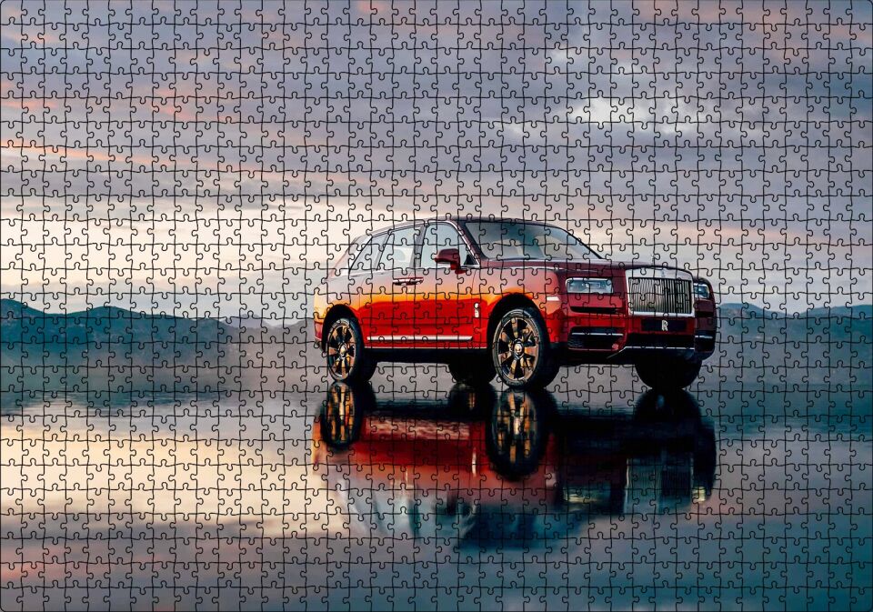 Rollsroyce Cullinan Kırmızı Işıltılı Görseli Puzzle Yapboz MDF Ahşap 1000 Parça 49 cm X 68 cm