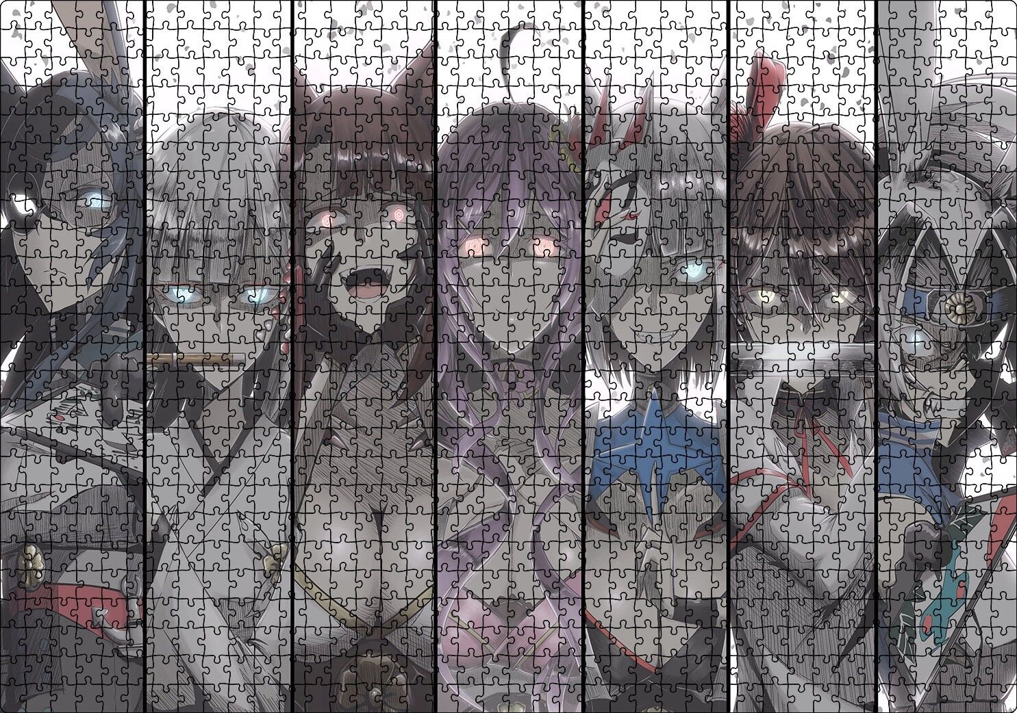 Anime Karakteri Kızlar Bir Arada Puzzle Yapboz MDF Ahşap 1000 Parça 49 cm X 68 cm