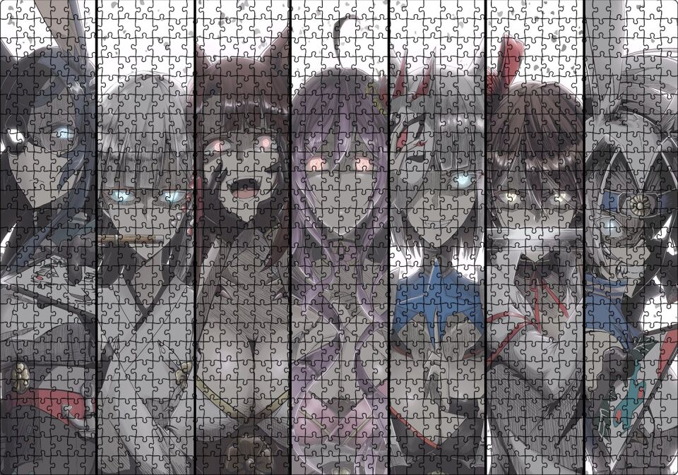 Anime Karakteri Kızlar Bir Arada Puzzle Yapboz MDF Ahşap 1000 Parça 49 cm X 68 cm